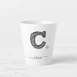 Retro-Sketch-Monogramm-Buchstaben C, Latte-Tasse Milchtasse