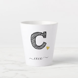 Retro-Sketch-Monogramm-Buchstaben C, Latte-Tasse Milchtasse
