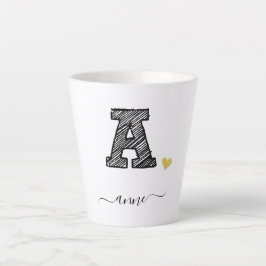 Retro Sketch Monogramm Letter A, Latte Tasse