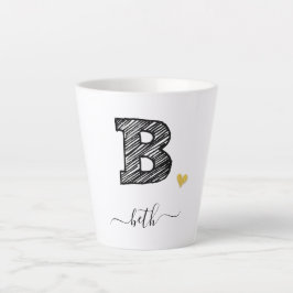 Retro Sketch Monogramm Letter B, Latte Tasse