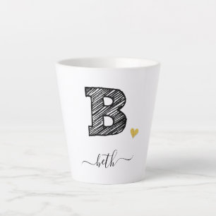 Retro Sketch Monogramm Letter B, Latte Tasse