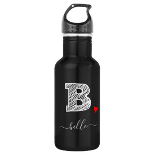 Retro Sketch Monogramm Letter B, Wasserflasche