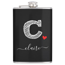 Retro Sketch Monogramm Letter C, Flask Flachmann