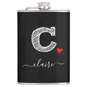 Retro Sketch Monogramm Letter C, Flask Flachmann