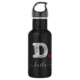 Retro Sketch Monogramm Letter D, Wasserflasche
