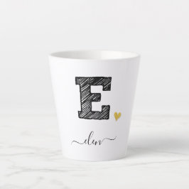 Retro Sketch Monogramm Letter E, Latte Tasse