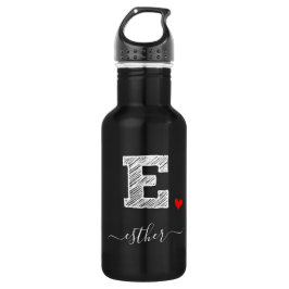 Retro Sketch Monogramm Letter E, Wasserflasche