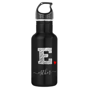 Retro Sketch Monogramm Letter E, Wasserflasche