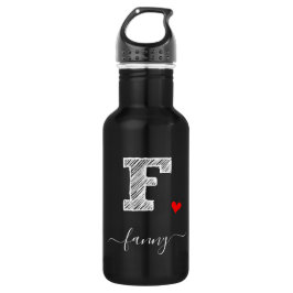 Retro Sketch Monogramm Letter F, Wasserflasche