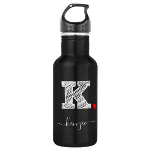 Retro Sketch Monogramm Letter K, Wasserflasche
