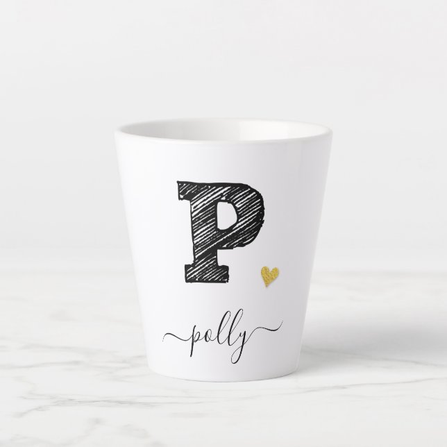 Retro-Sketch-Monogramm-Letter P, Letzte Tasse (Vorderseite)