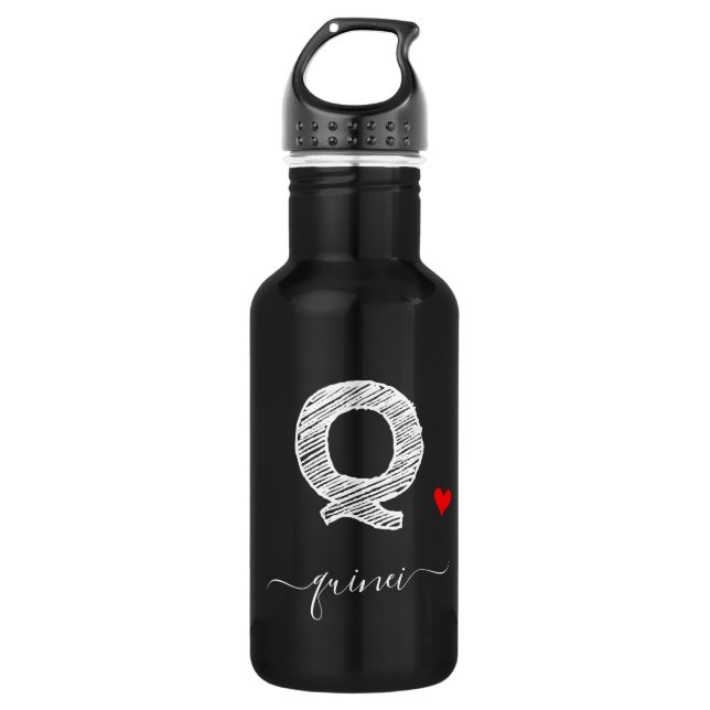Retro Sketch Monogramm Letter Q, Wasserflasche (Vorderseite)