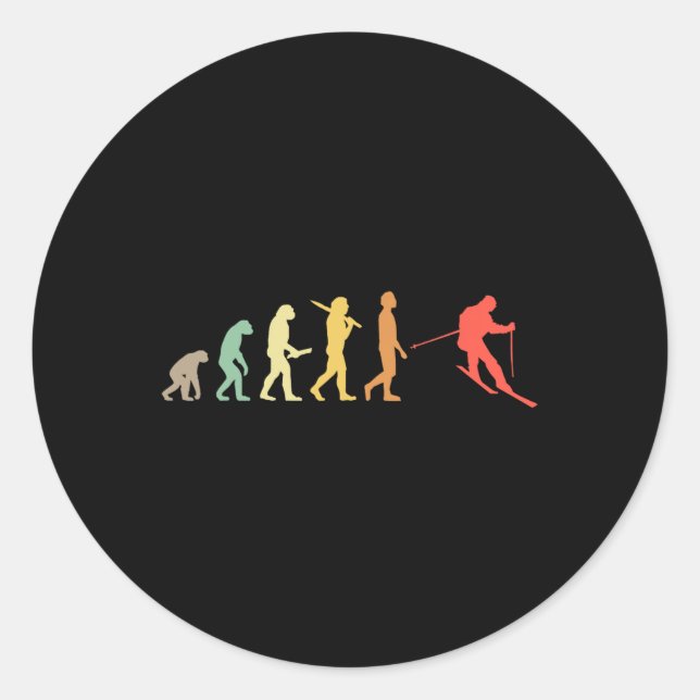 Retro-Ski-Evolution Geschenk für Skifahrer  Runder Aufkleber (Vorderseite)