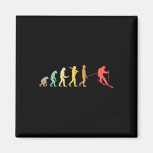 Retro-Ski-Evolutionsgeschenk für Skifahrer Magnet