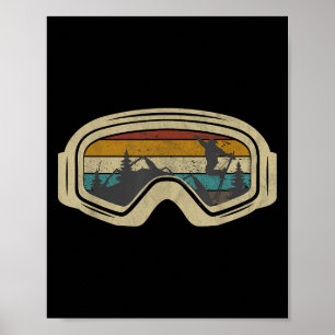 Retro Ski Goggles Berg Schnee Winterurlaub SKK Poster