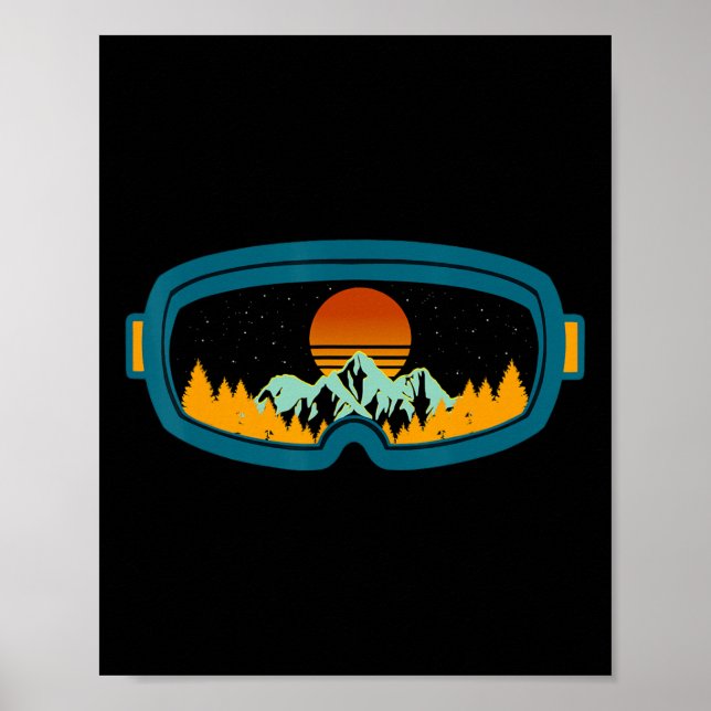 Retro Ski Goggles Ski Ski Snowboard Wintermeer Poster (Vorne)