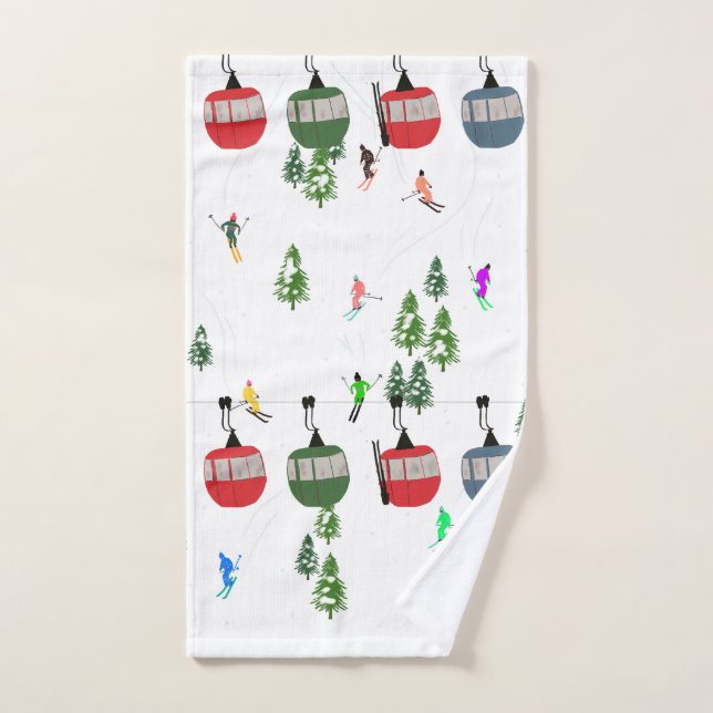 Retro Ski Illustration Handtuch (Handtuch)