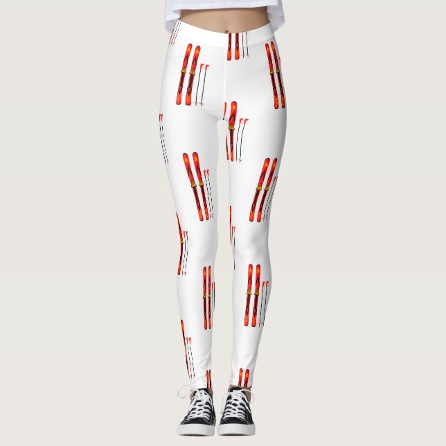 Retro-Ski-Muster  Leggings (Vorderseite)