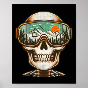 Retro Ski Skelett Bergsee-Zauber Schneeschuhwander Poster