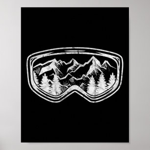 Retro Ski Snowboard Goggles - Skivergnügen Schnee Poster