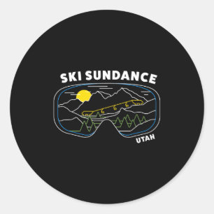 Retro-Ski Sundance Utah Skigebiet Ski Snowboard Runder Aufkleber