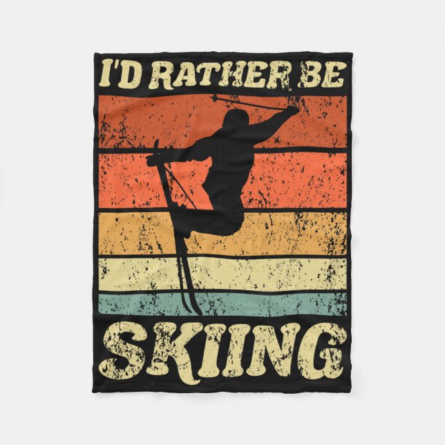 Retro Ski Urlaub Wintersportler Ich würde eher Fleecedecke (Vorderseite)
