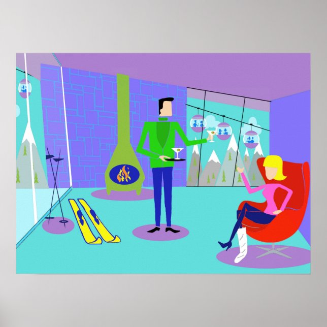 Retro Ski Vacacation Poster (Vorne)