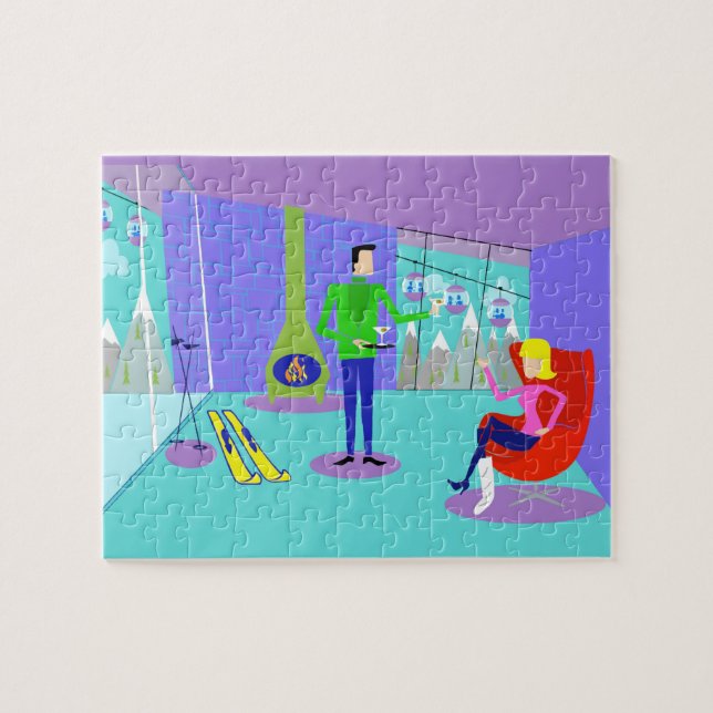 Retro Ski Vacances Jigsaw Puzzle (Horizontal)