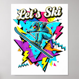 Retro-Ski-Vintage 80er 90er Skisport-Design Poster