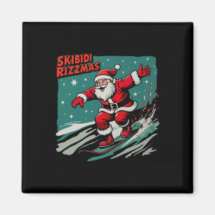 Retro Skibidi Rizzmas Funny Santa Clause Skaten B Magnet
