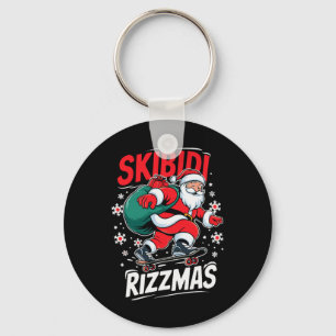 Retro Skibidi Rizzmas Funny Santa Clause Skaten B Schlüsselanhänger