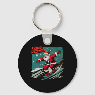 Retro Skibidi Rizzmas Funny Santa Clause Skaten B Schlüsselanhänger