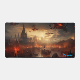 Retro Skies Ablaze Steampunk Air Assault Schreibtischunterlage