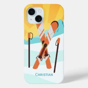 Retro Skifahren-Entwurf mit Snowy-Landschaft title_seo2