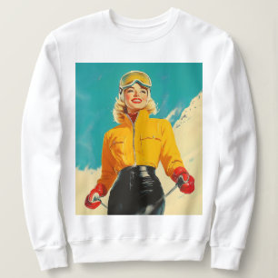 Retro Skifahren Glamour Vintag Winterabenteuer Sweatshirt