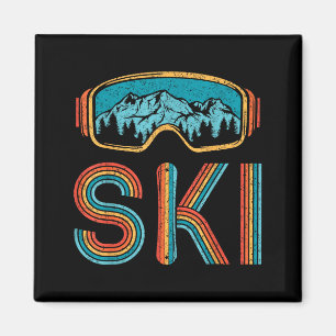 Retro-Skifahren Vintage 80er 90er Snowboarden Skif Magnet