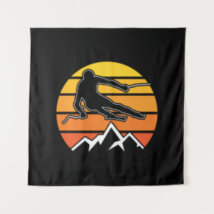 Retro Skifahren Wandteppich