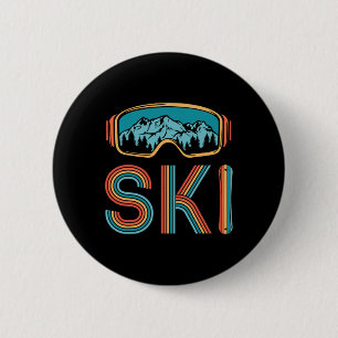 Retro Skifahren Wintersport Shirt für Damen Schnee Button