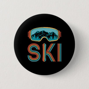 Retro Skifahren Wintersport Shirt für Damen Schnee Button