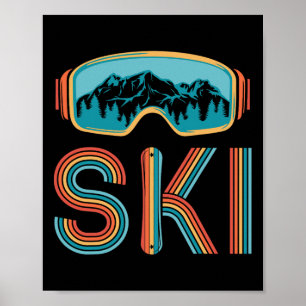 Retro Skifahren Wintersport Shirt für Damen Schnee Poster
