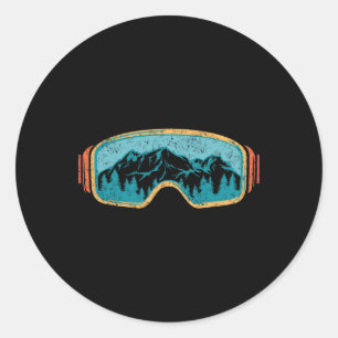 Retro Skifahren Wintersport Shirt für Damen Schnee Runder Aufkleber