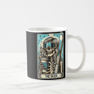 Retro Skifahrer Tarotkarte lustiger Skelett Skifah Kaffeetasse