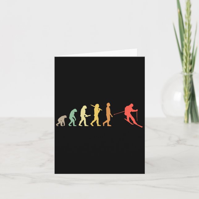 Retro Skiing Evolution Geschenk für Skifahrer Karte (Vorderseite)