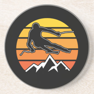 Retro Skiing Getränkeuntersetzer