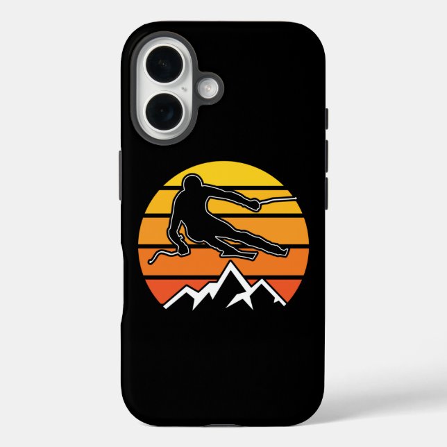 Retro Skiing iPhone 16 Hülle (Rückseite)