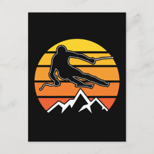 Retro Skiing Postkarte