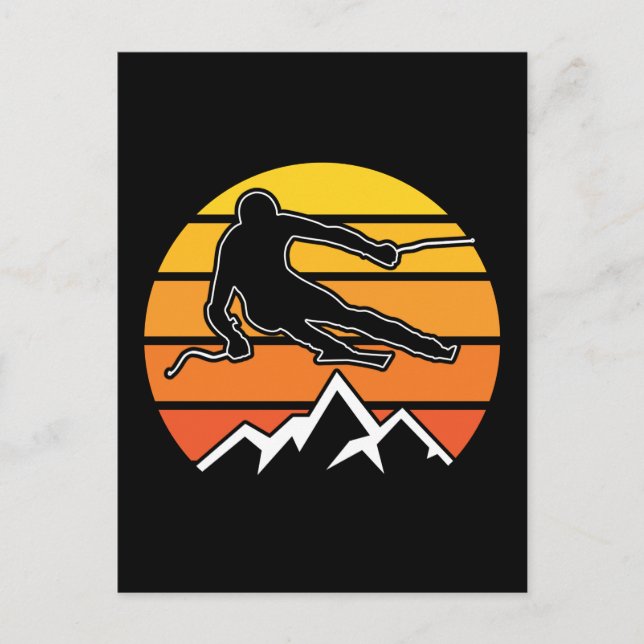 Retro Skiing Postkarte (Vorderseite)