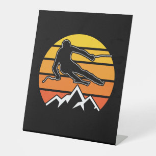 Retro Skiing Sockelschild