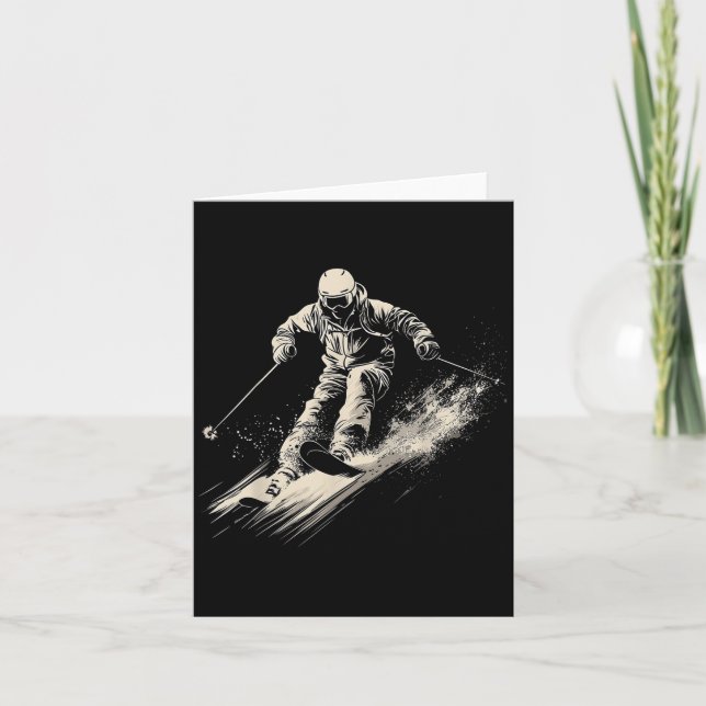Retro Skiing Vector Karte (Vorderseite)