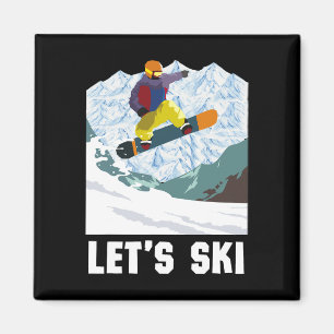 Retro Skiing Wintersport Snowboard Skifahren Ski S Magnet